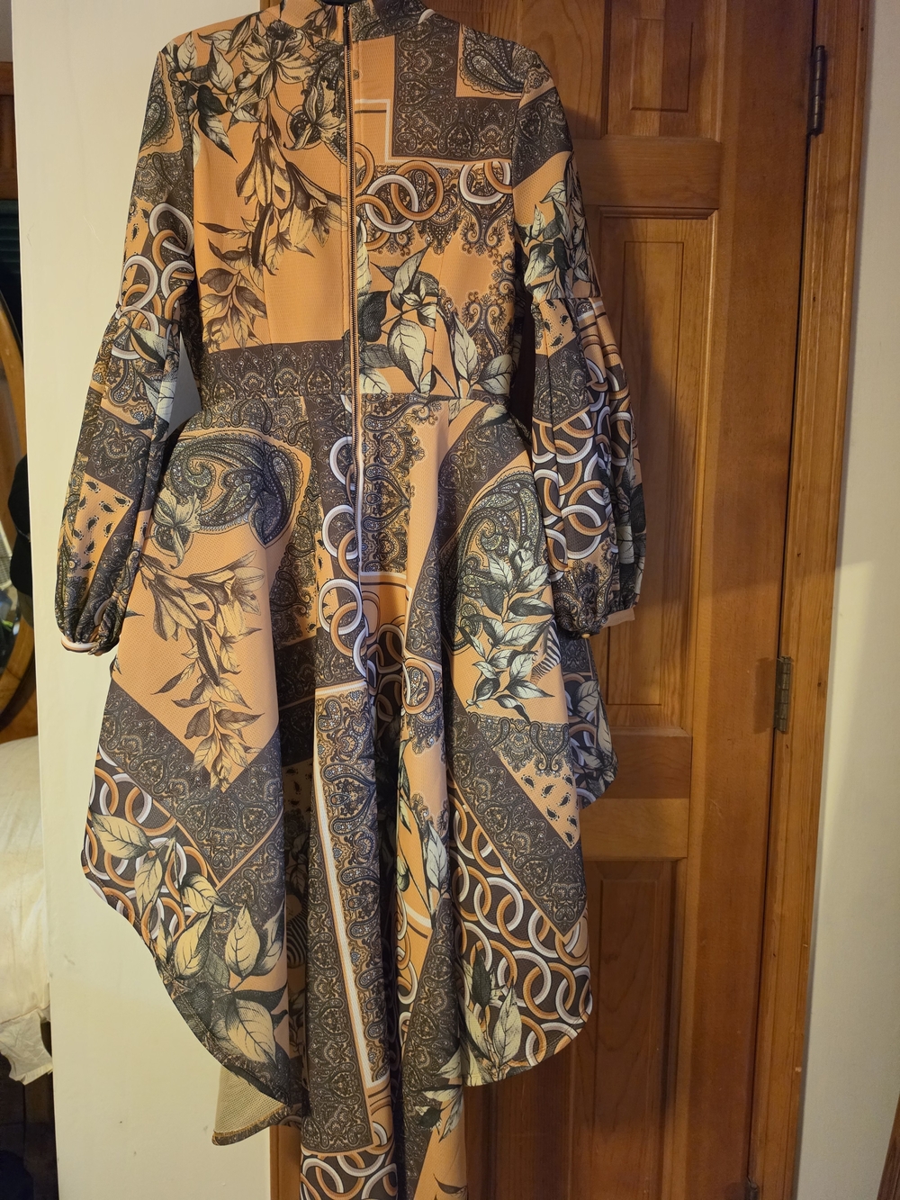 AKIRA Mustard Yellow & Brown Paisley High-Low Dress Size M - Picture 11 of 16